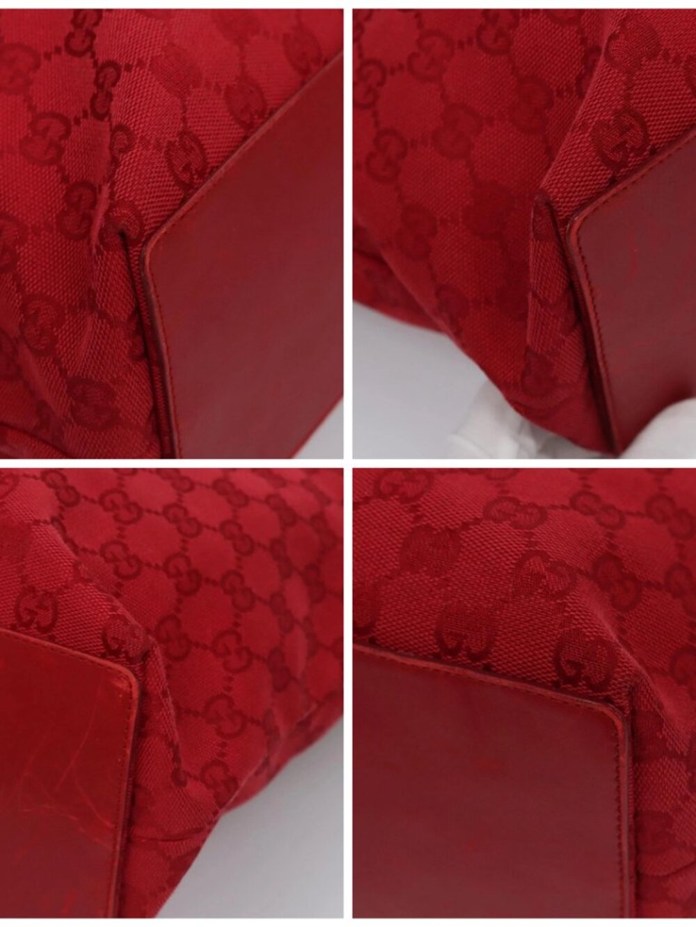 GUCCI GG Canvas Tote Bag Red gold 002 1098 Auth nb221 - Picture 14 of 16